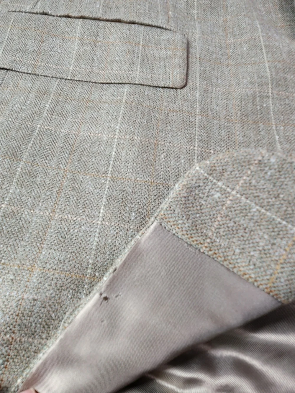 Chaps Ralph Lauren Blazer 42R Tan Plaid Silk Wool Sport Coat Mens Classic Jacket